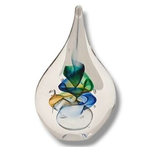 Pre-loved Marie Pyrcak Signed Glass Teardrop Paperweight